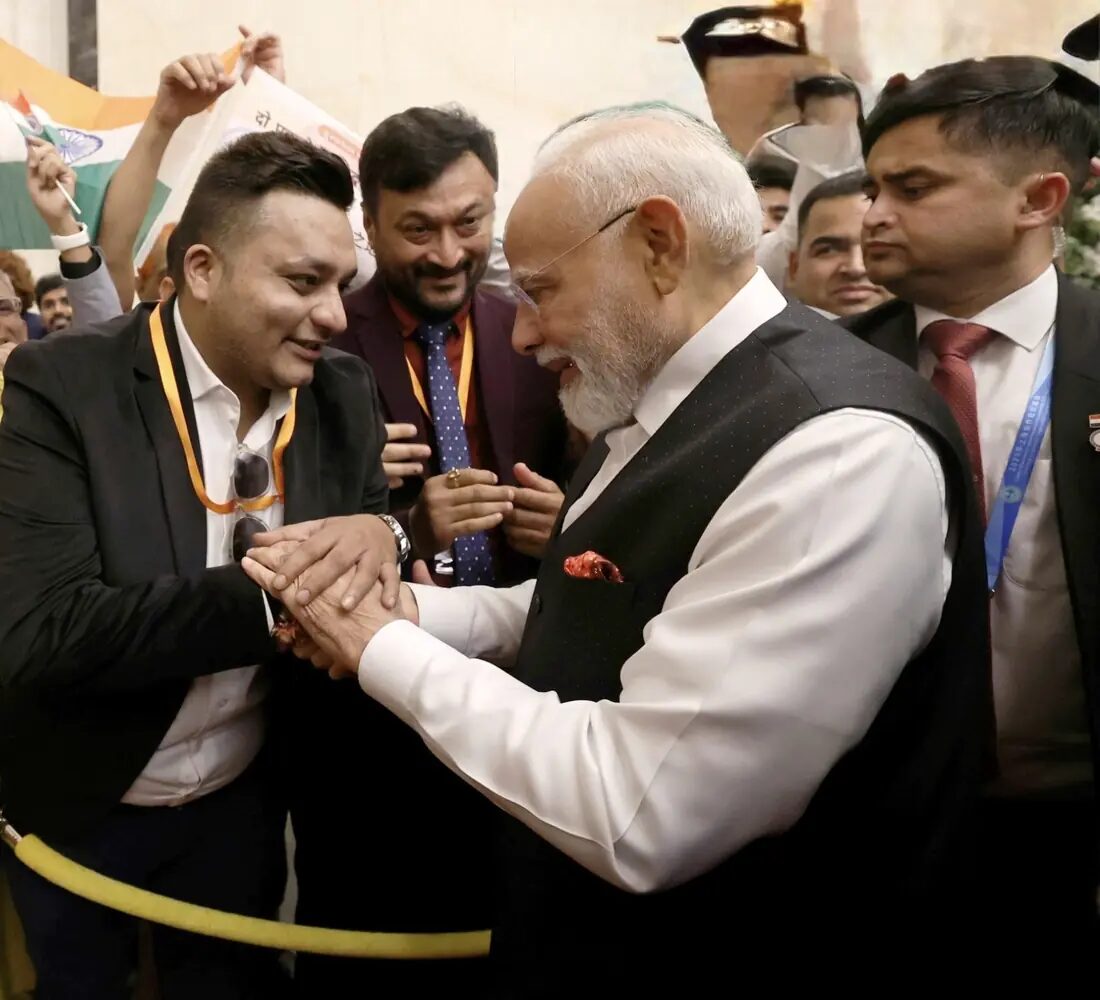 Nitish Jindal greeting the Prime Minister of India, Shri Narendra Modi