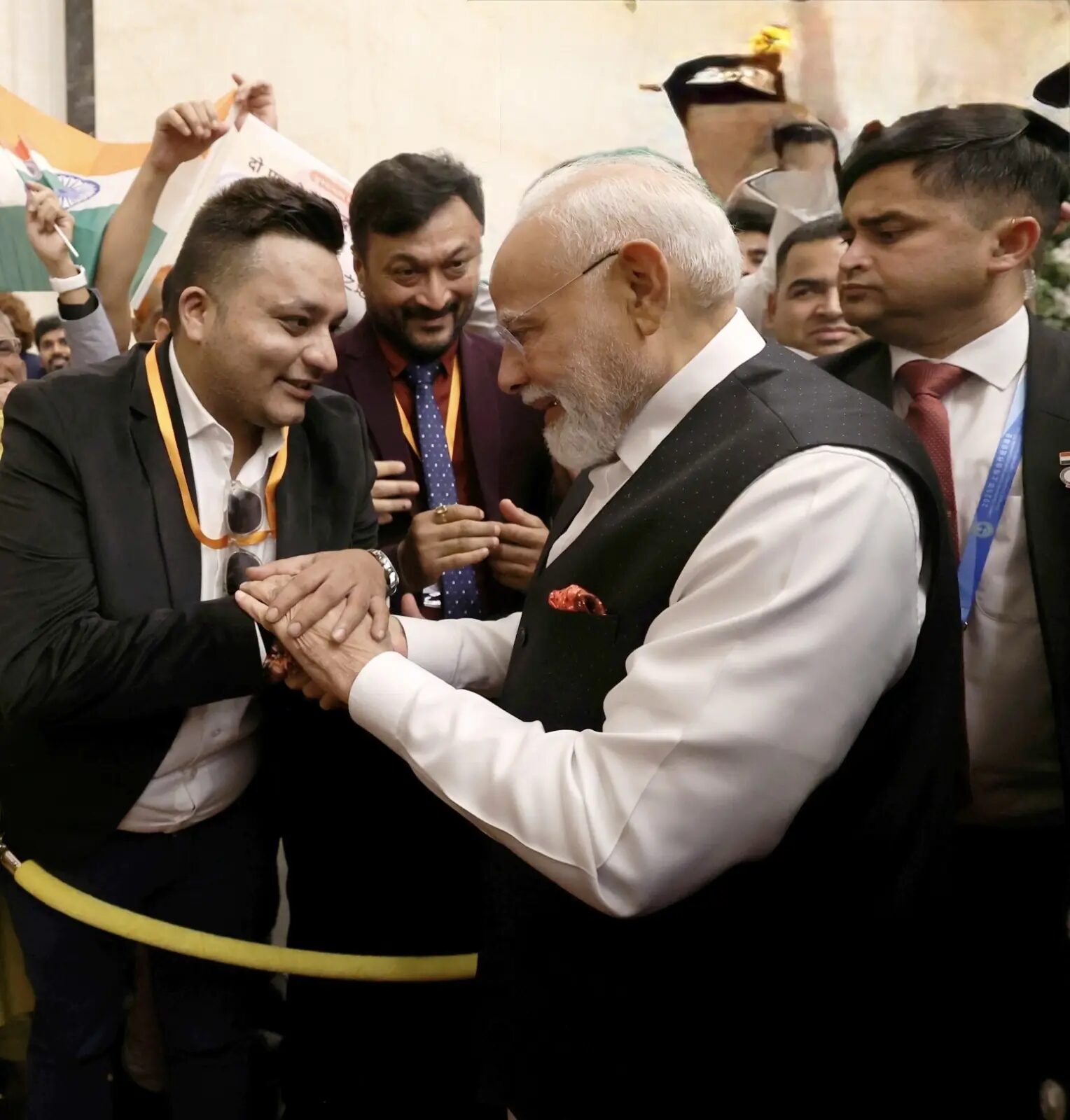 Nitish Jindal greeting the Prime Minister of India Shri Narendra Modi