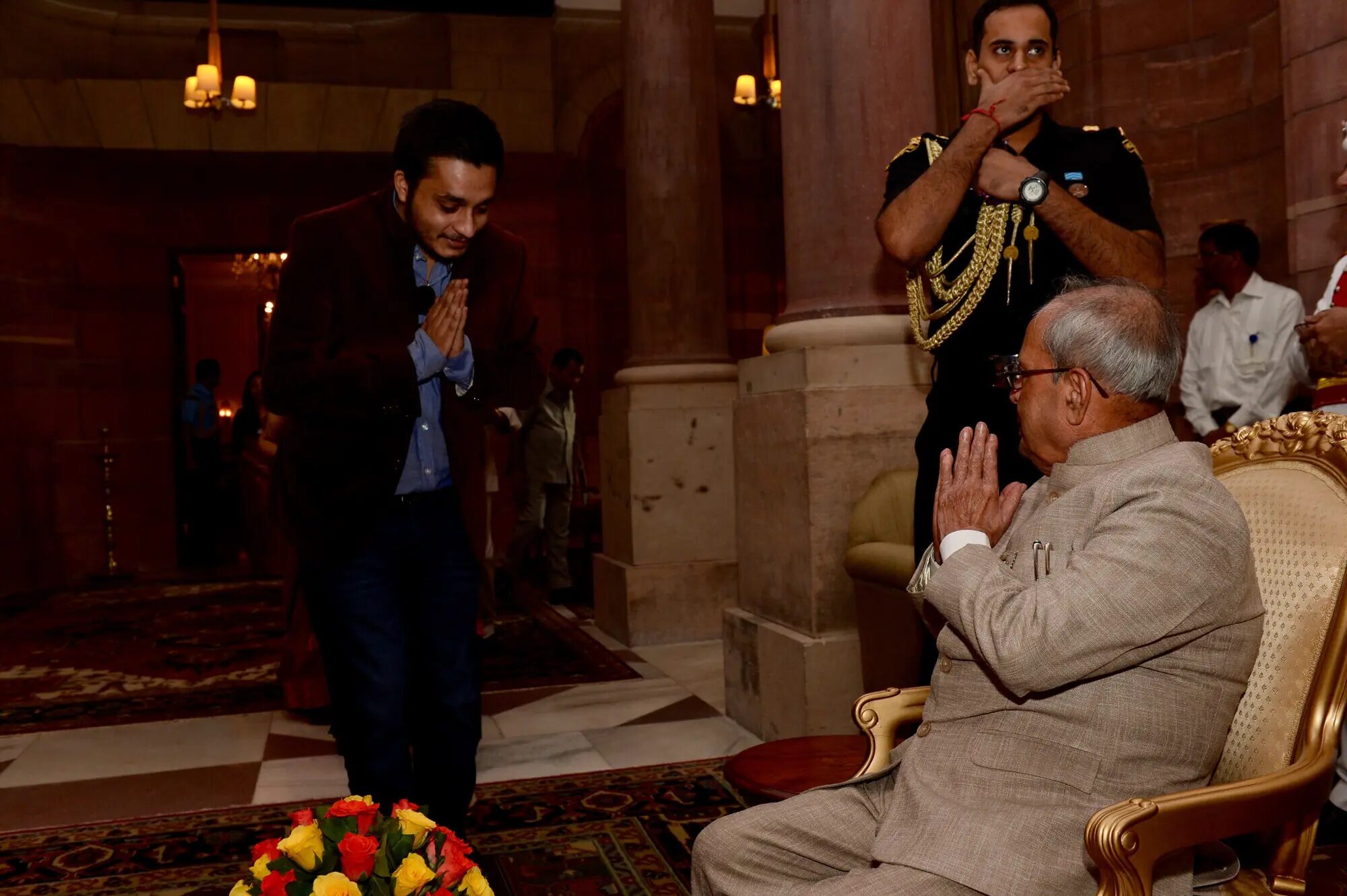 Nitish Jindal greeting President of India Shri Pranab Mukherjee at Rashtrapati Bhavan