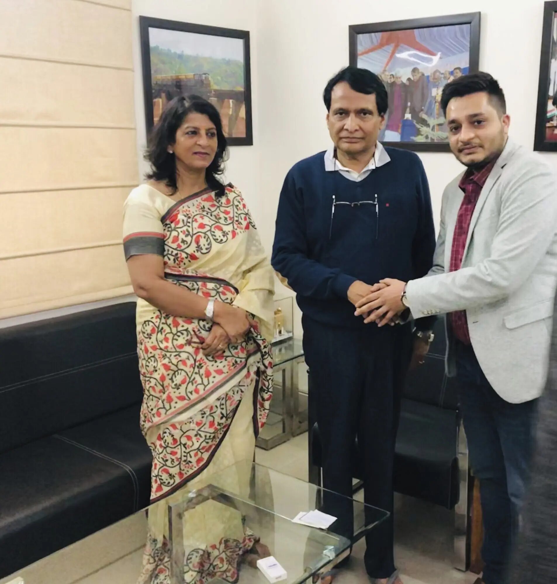 Nitish Jindal with former Union Minister Shri Suresh Prabhu and his wife Smt Uma Prabhu during a professional engagement