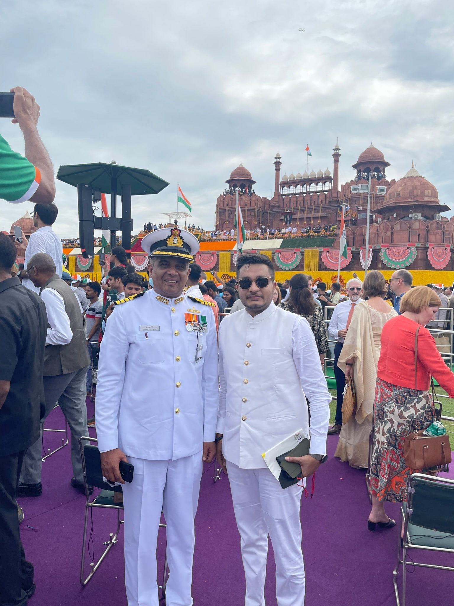Nitish Jindal with Vice Admiral Sandeep Naithani, then Chief of Materiel of the Indian Navy, at the Red Fort on 15 August 2022